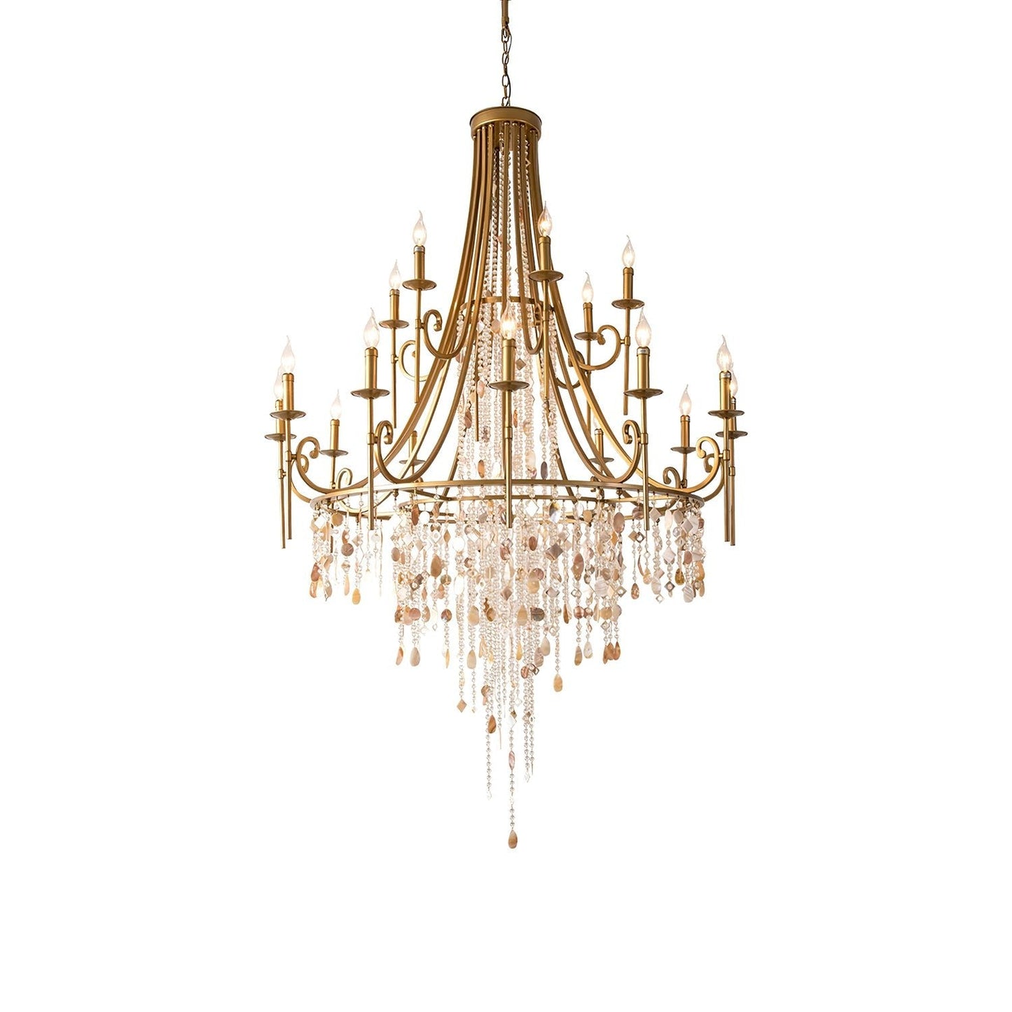 Tatum Lux Shell Crystal Chandelier - Elegant Design & Adjustable Heigh