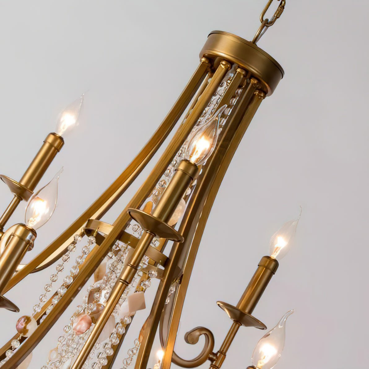 Tatum Lux Shell Crystal Chandelier - Elegant Design & Adjustable Heigh
