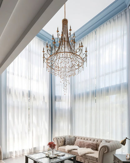 Tatum Lux Shell Crystal Chandelier - Elegant Design & Adjustable Heigh