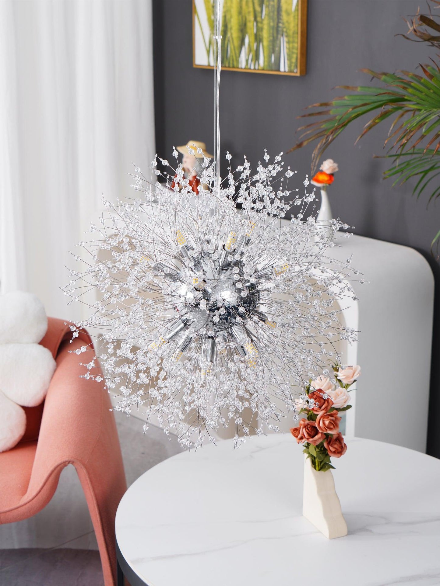 Elegant Crystal Dandelion Chandelier - Adjustable Brightness & Modern