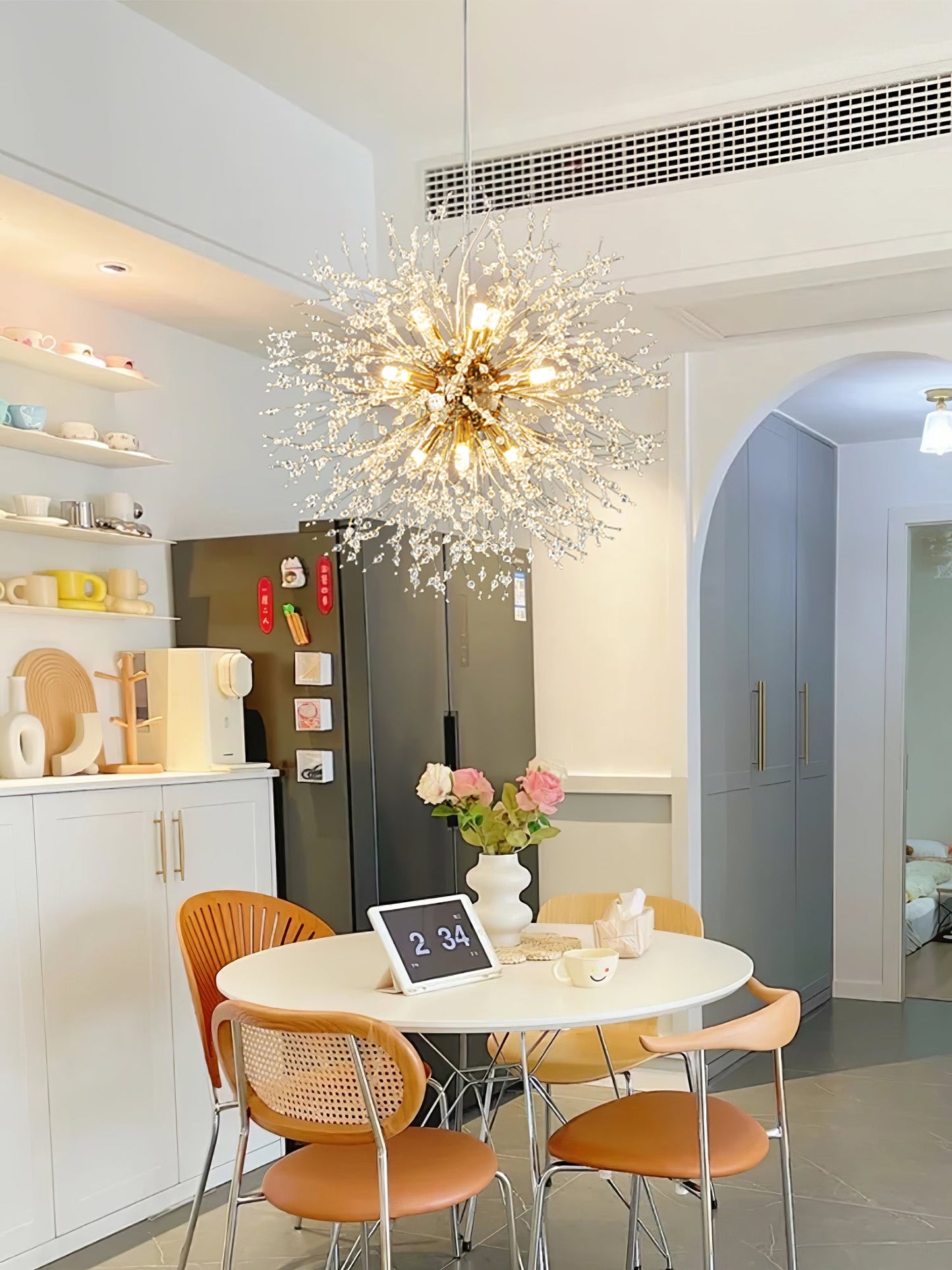 Elegant Crystal Dandelion Chandelier - Adjustable Brightness & Modern