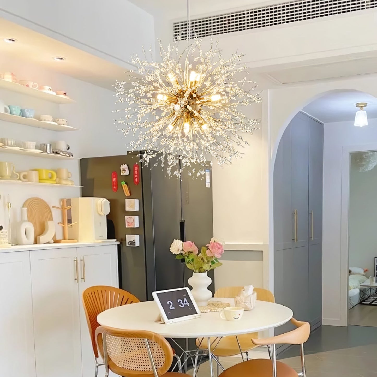 Elegant Crystal Dandelion Chandelier - Adjustable Brightness & Modern
