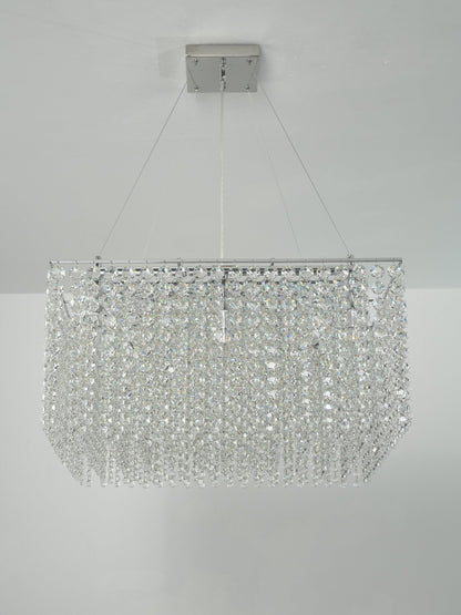 Elegant Crystal Frame Chandelier with Adjustable Height & LED Compatib