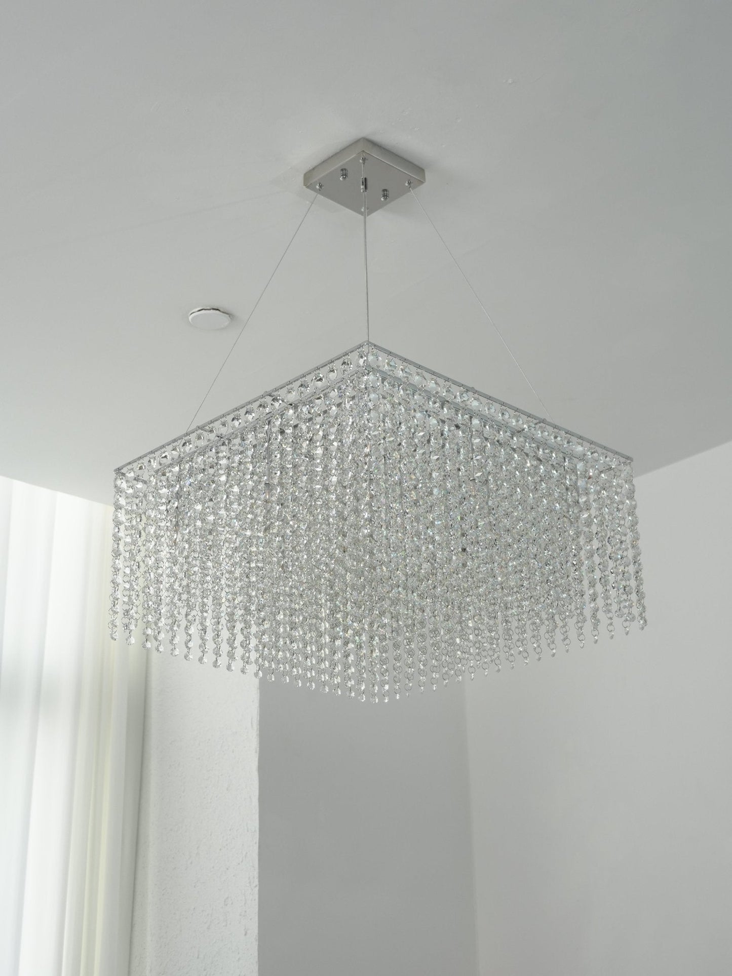 Elegant Crystal Frame Chandelier with Adjustable Height & LED Compatib
