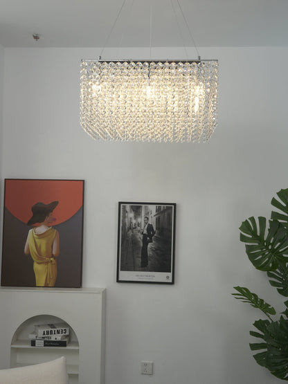 Elegant Crystal Frame Chandelier with Adjustable Height & LED Compatib