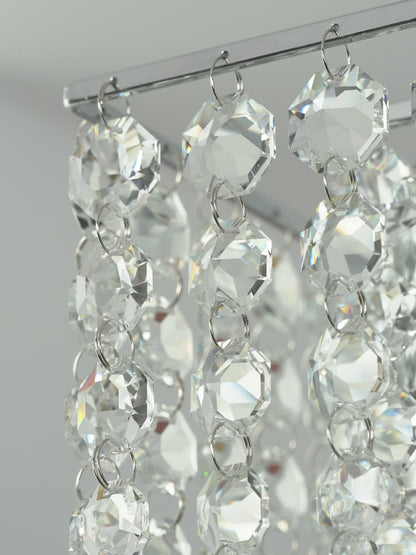 Elegant Crystal Frame Chandelier with Adjustable Height & LED Compatib