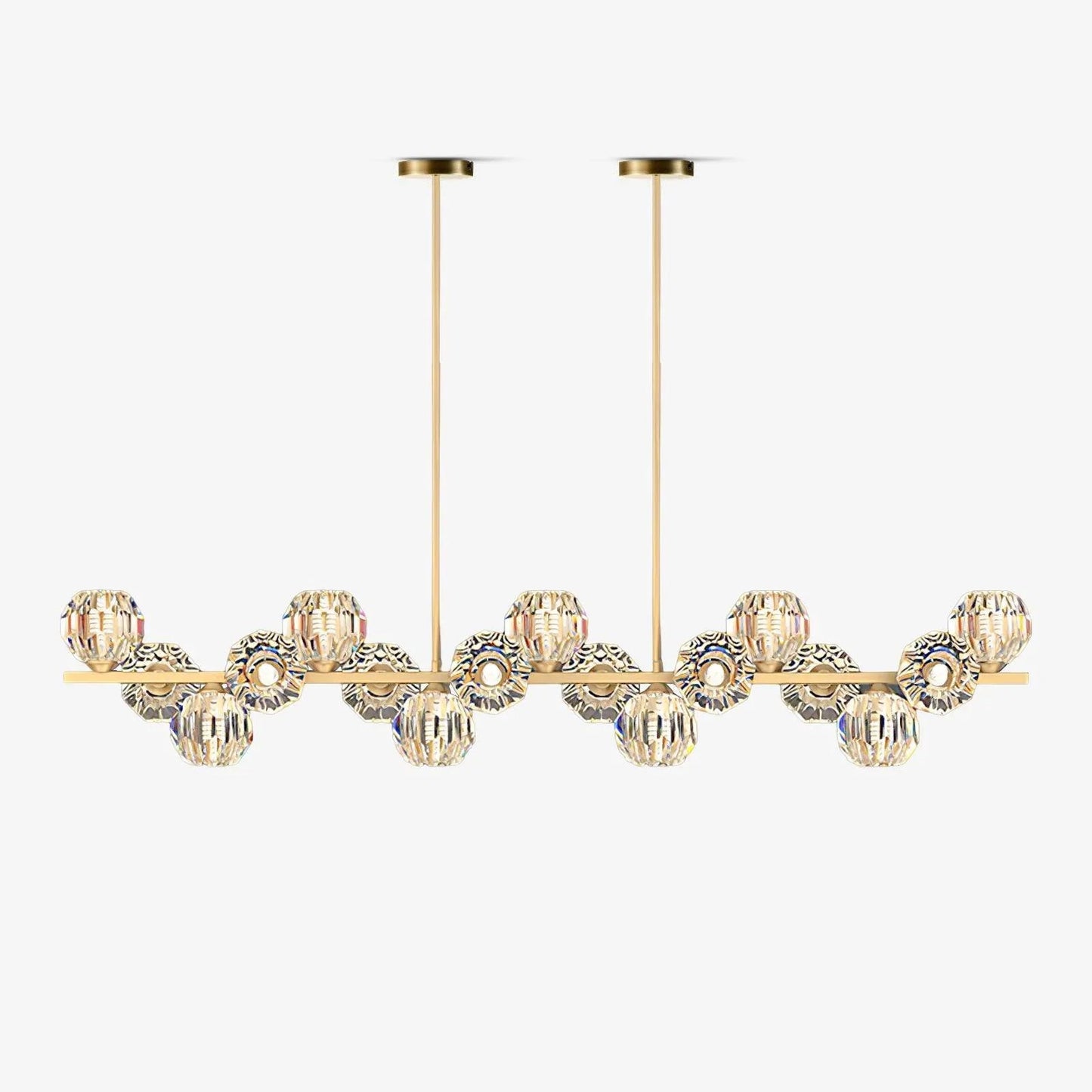 Elegant Crystal Glass Ball Chandelier with Adjustable Height & Dimmabl