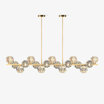 Elegant Crystal Glass Ball Chandelier with Adjustable Height & Dimmabl