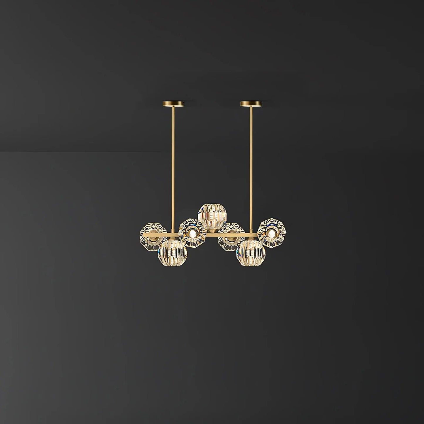 Elegant Crystal Glass Ball Chandelier with Adjustable Height & Dimmabl