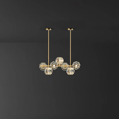 Elegant Crystal Glass Ball Chandelier with Adjustable Height & Dimmabl