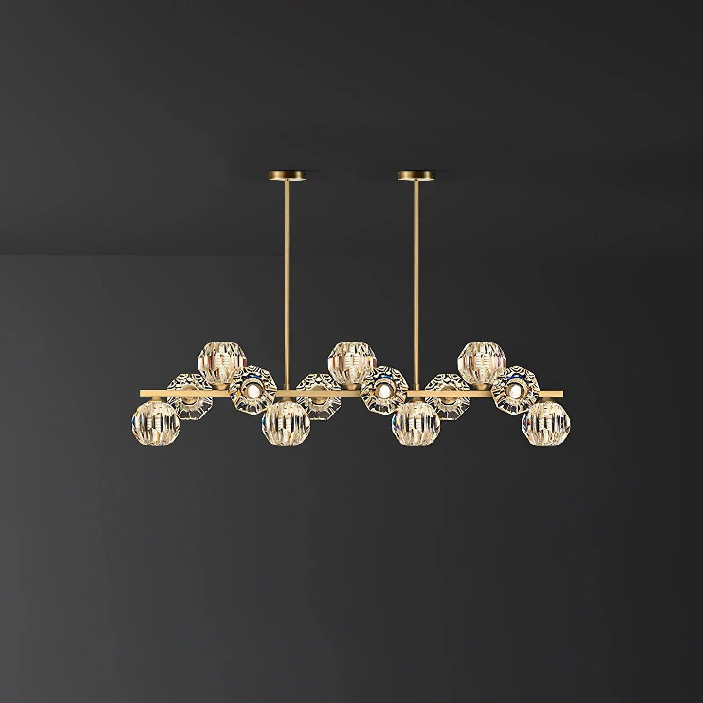 Elegant Crystal Glass Ball Chandelier with Adjustable Height & Dimmabl
