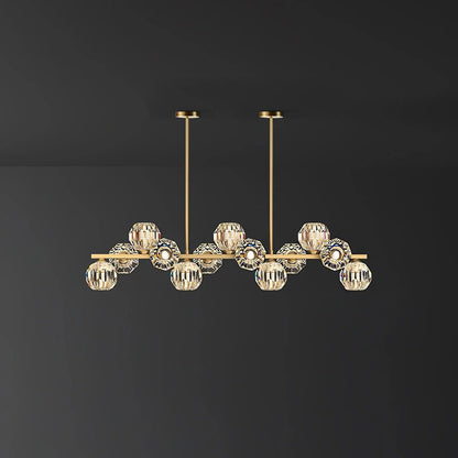 Elegant Crystal Glass Ball Chandelier with Adjustable Height & Dimmabl