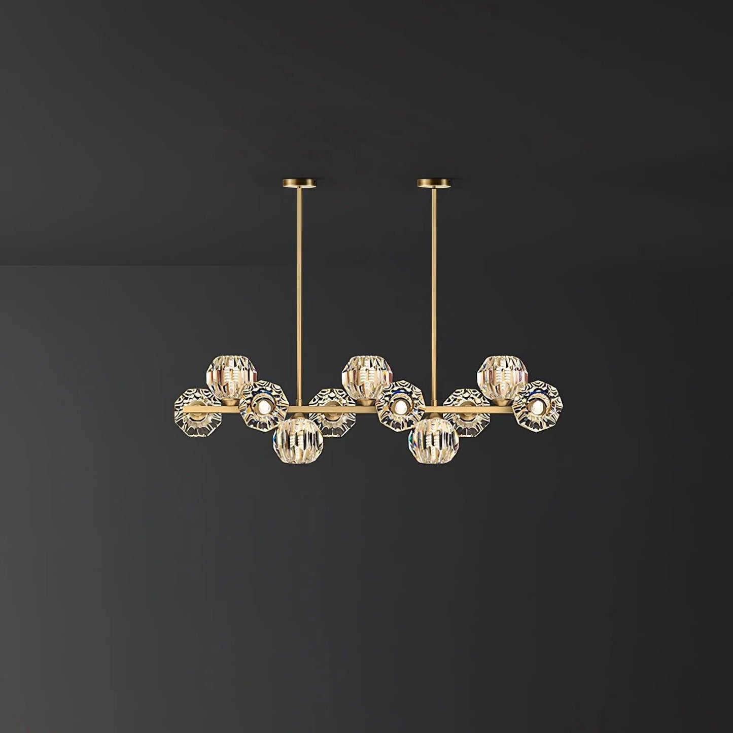 Elegant Crystal Glass Ball Chandelier with Adjustable Height & Dimmabl