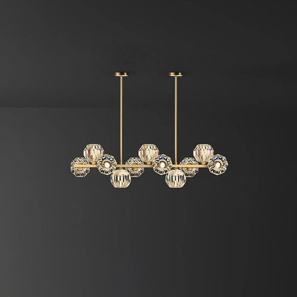 Elegant Crystal Glass Ball Chandelier with Adjustable Height & Dimmabl