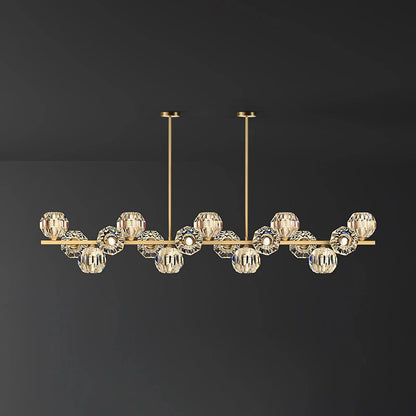 Elegant Crystal Glass Ball Chandelier with Adjustable Height & Dimmabl