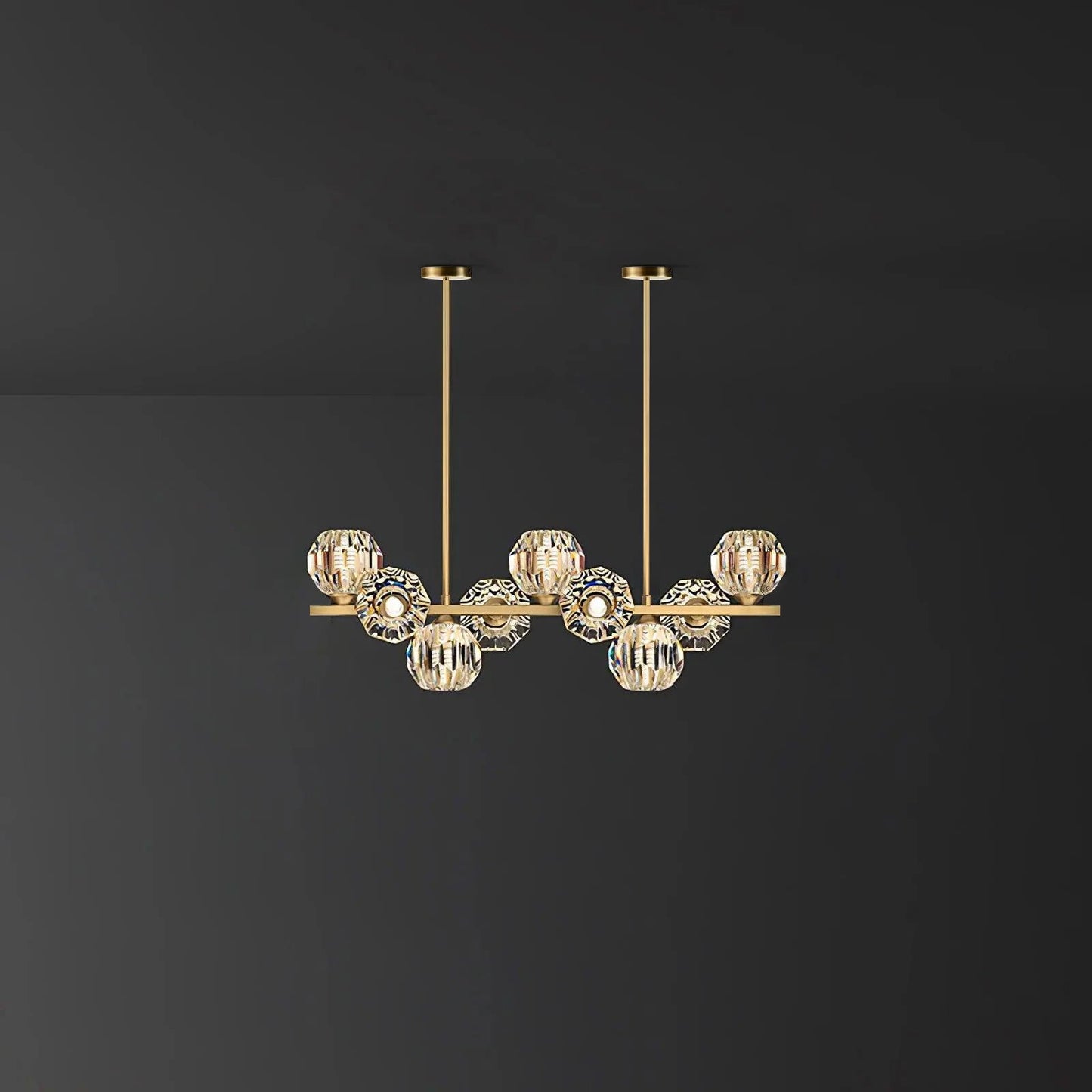 Elegant Crystal Glass Ball Chandelier with Adjustable Height & Dimmabl