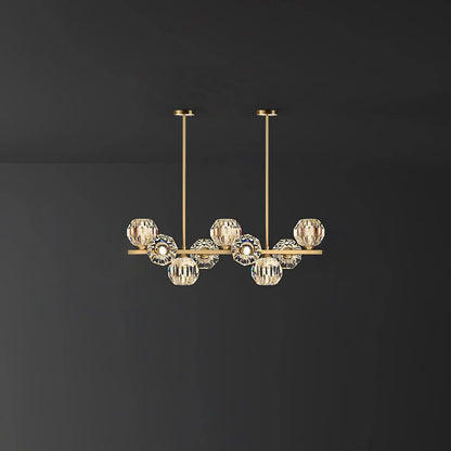 Elegant Crystal Glass Ball Chandelier with Adjustable Height & Dimmabl