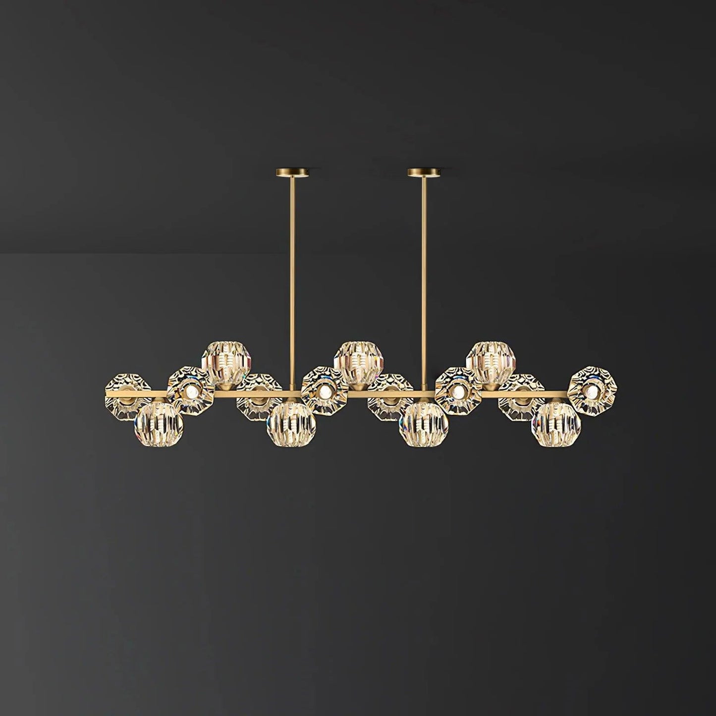 Elegant Crystal Glass Ball Chandelier with Adjustable Height & Dimmabl