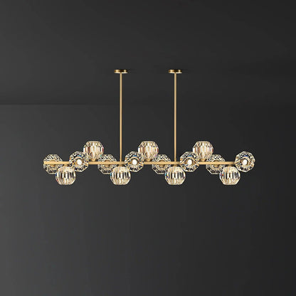 Elegant Crystal Glass Ball Chandelier with Adjustable Height & Dimmabl