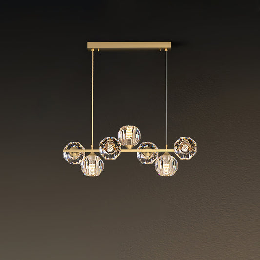Elegant Crystal Glass Ball Chandelier with Adjustable Height & Dimmabl