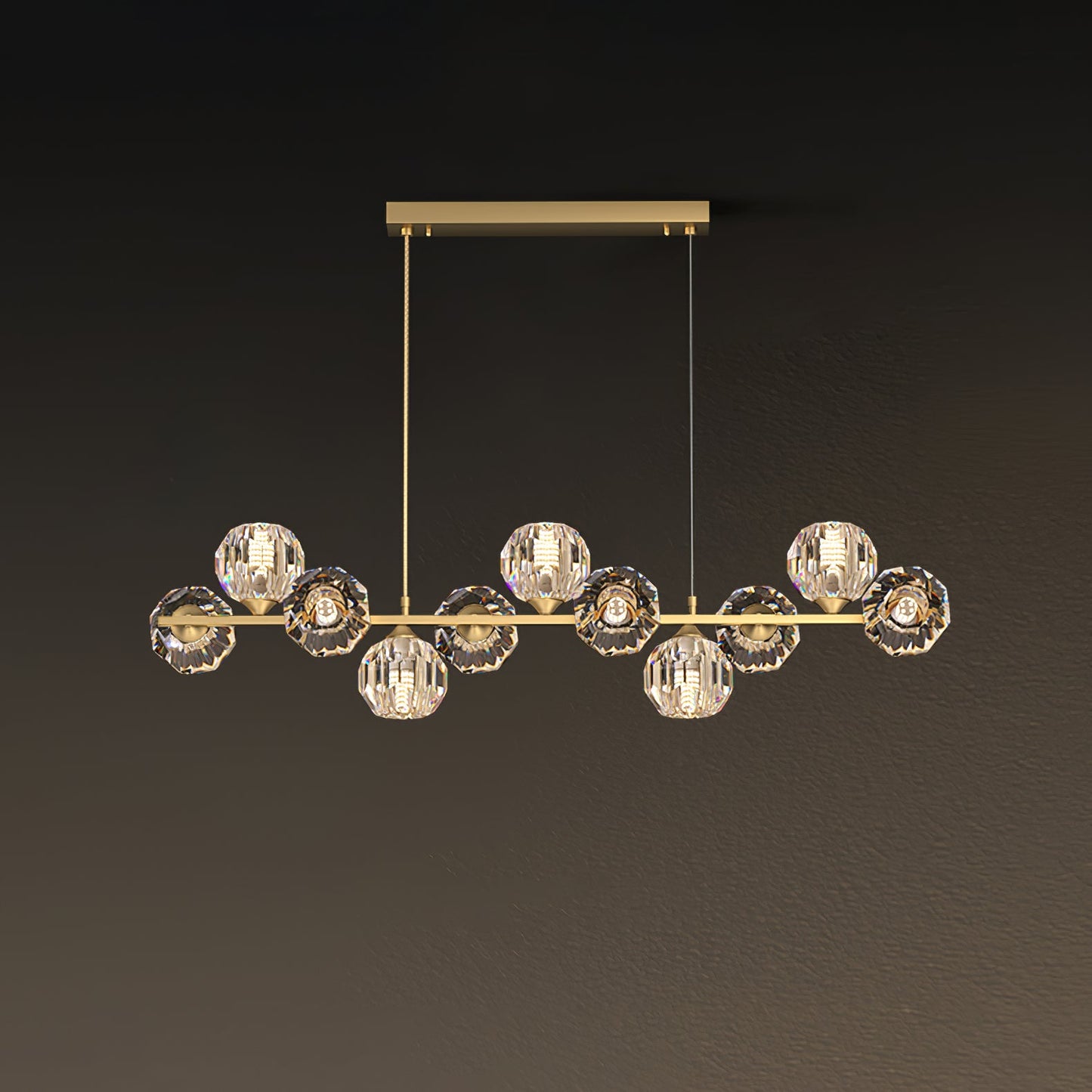Elegant Crystal Glass Ball Chandelier with Adjustable Height & Dimmabl