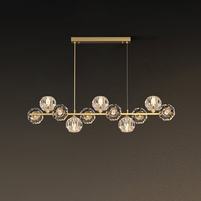 Elegant Crystal Glass Ball Chandelier with Adjustable Height & Dimmabl