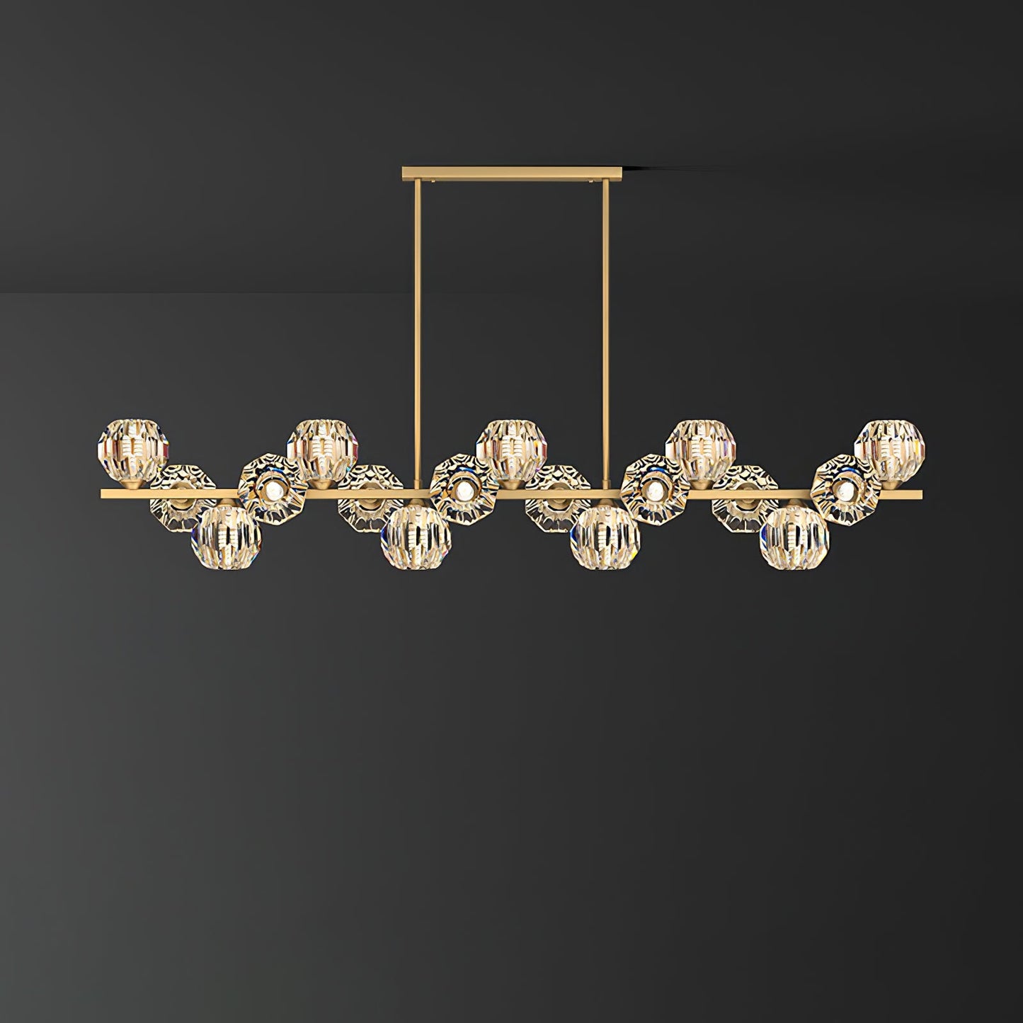 Elegant Crystal Glass Ball Chandelier with Adjustable Height & Dimmabl