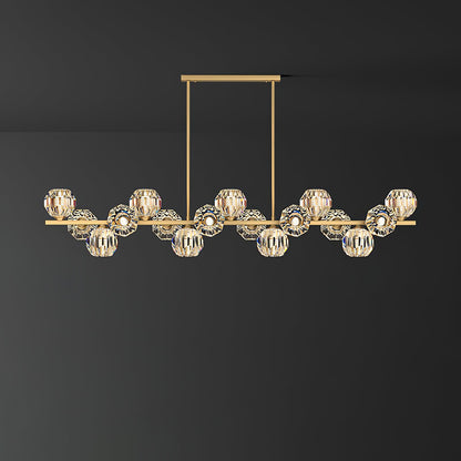 Elegant Crystal Glass Ball Chandelier with Adjustable Height & Dimmabl