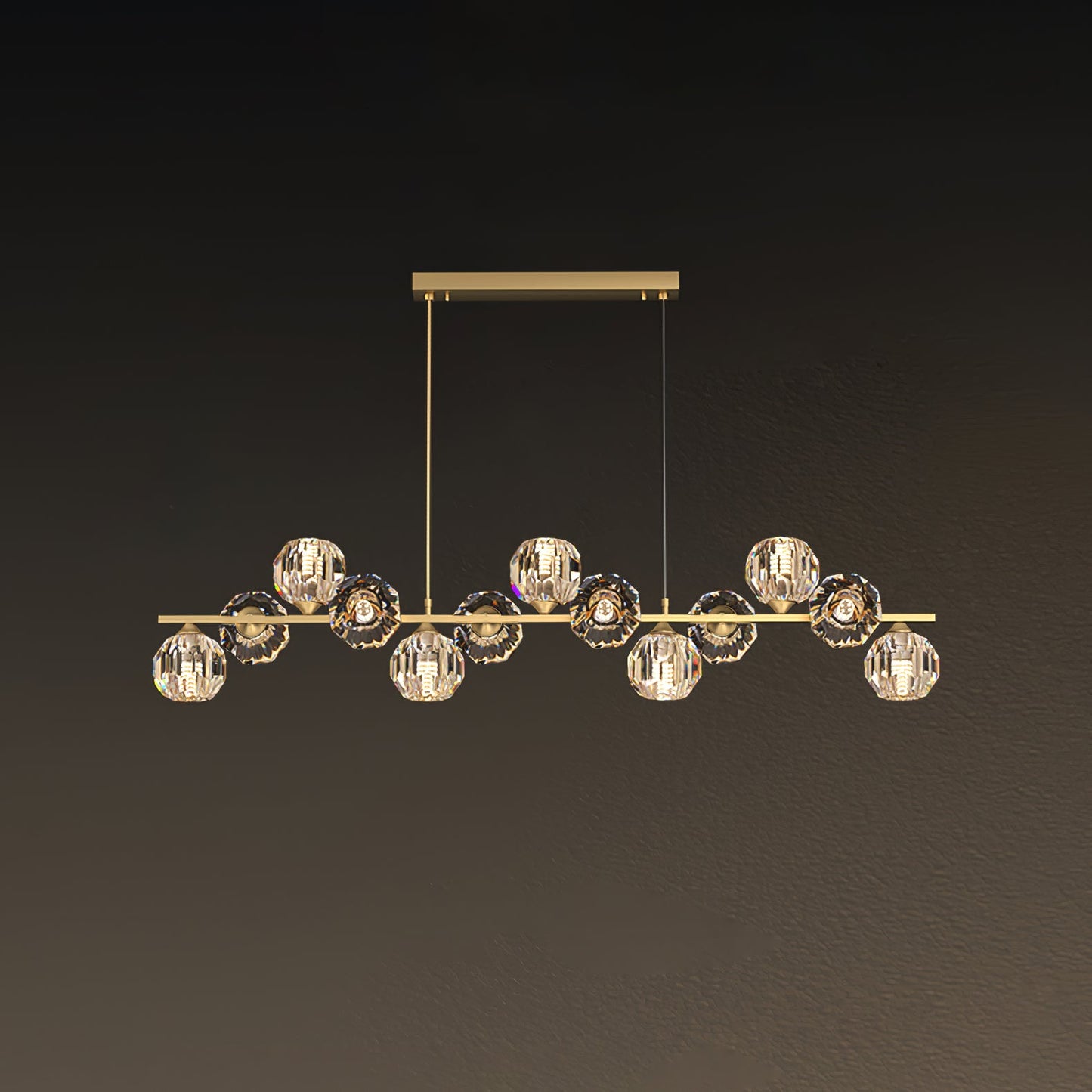 Elegant Crystal Glass Ball Chandelier with Adjustable Height & Dimmabl