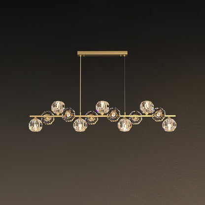 Elegant Crystal Glass Ball Chandelier with Adjustable Height & Dimmabl