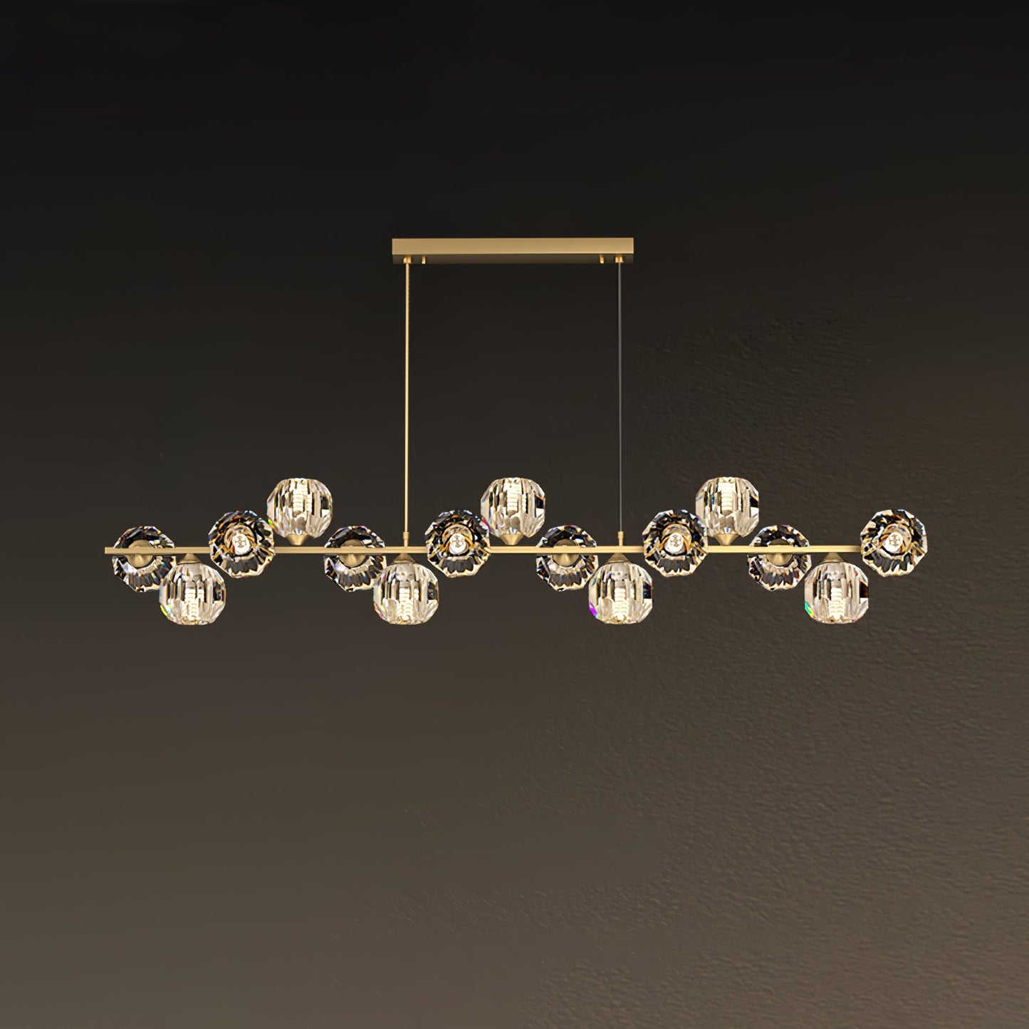 Elegant Crystal Glass Ball Chandelier with Adjustable Height & Dimmabl