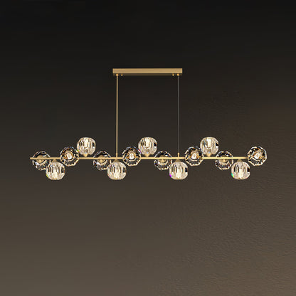 Elegant Crystal Glass Ball Chandelier with Adjustable Height & Dimmabl
