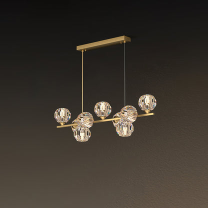 Elegant Crystal Glass Ball Chandelier with Adjustable Height & Dimmabl