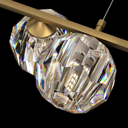 Elegant Crystal Glass Ball Chandelier with Adjustable Height & Dimmabl
