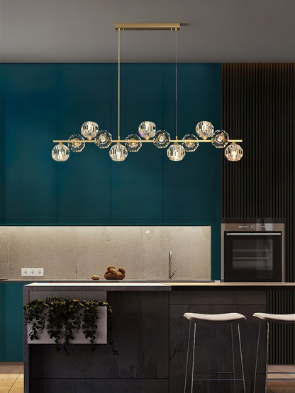Elegant Crystal Glass Ball Chandelier with Adjustable Height & Dimmabl