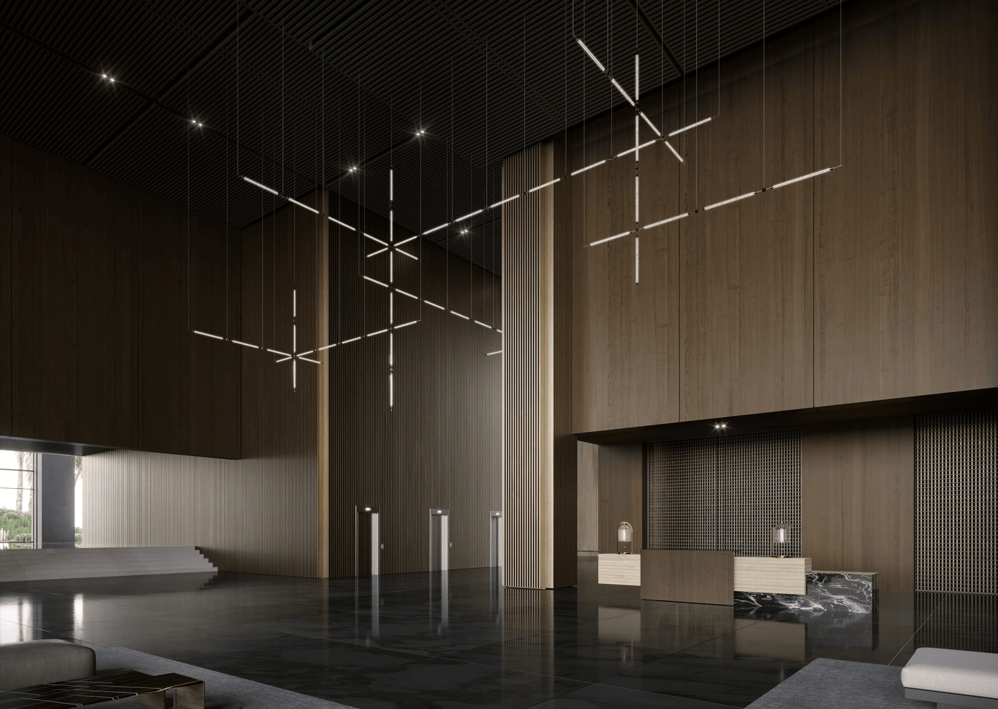 Customizable Crystal Grid Chandelier with Adjustable Lighting & Modern