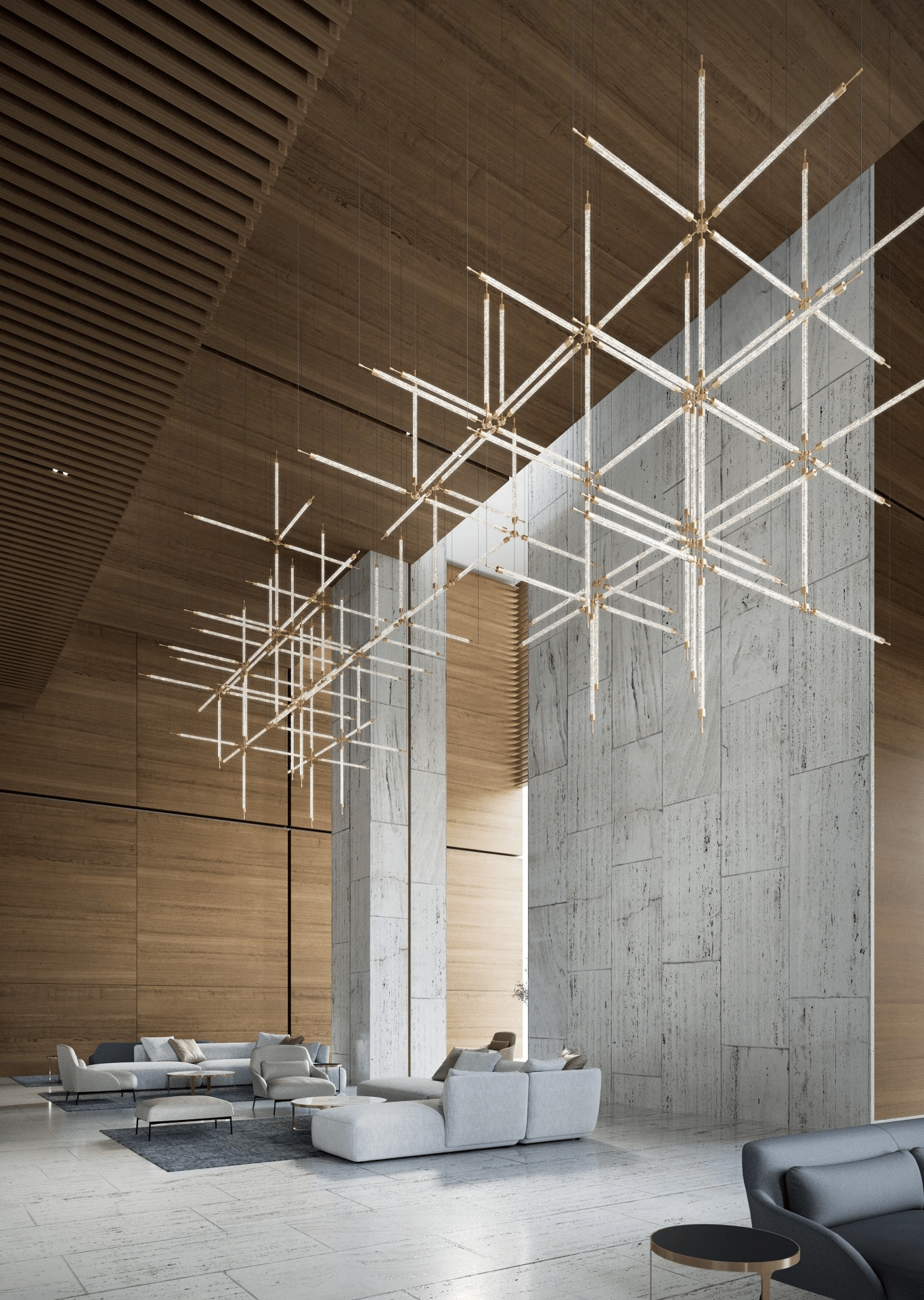 Customizable Crystal Grid Chandelier with Adjustable Lighting & Modern