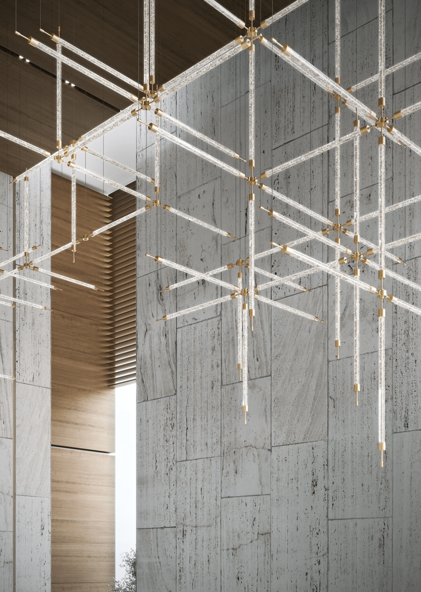 Customizable Crystal Grid Chandelier with Adjustable Lighting & Modern