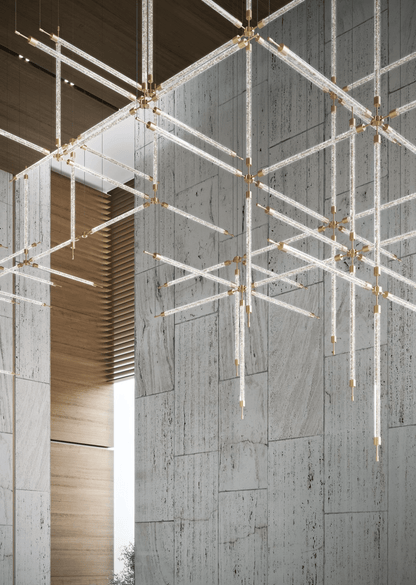 Customizable Crystal Grid Chandelier with Adjustable Lighting & Modern