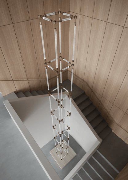 Customizable Crystal Grid Chandelier with Adjustable Lighting & Modern