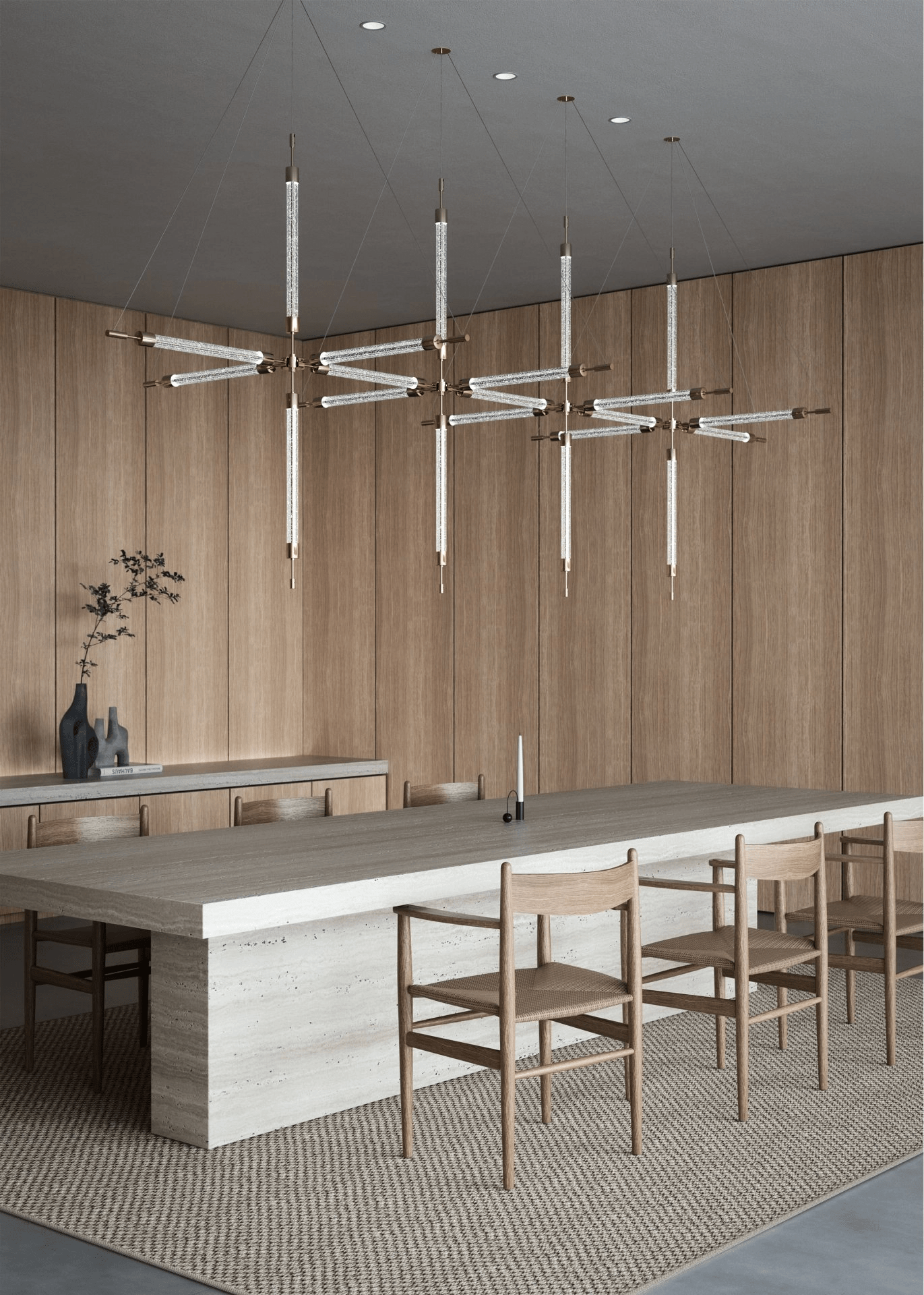 Customizable Crystal Grid Chandelier with Adjustable Lighting & Modern