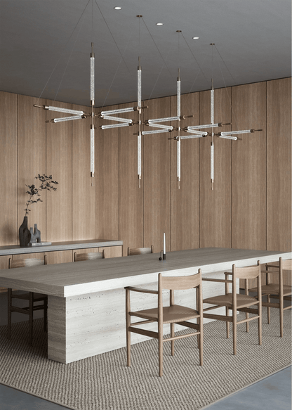 Customizable Crystal Grid Chandelier with Adjustable Lighting & Modern
