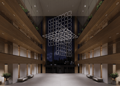 Customizable Crystal Grid Chandelier with Adjustable Lighting & Modern