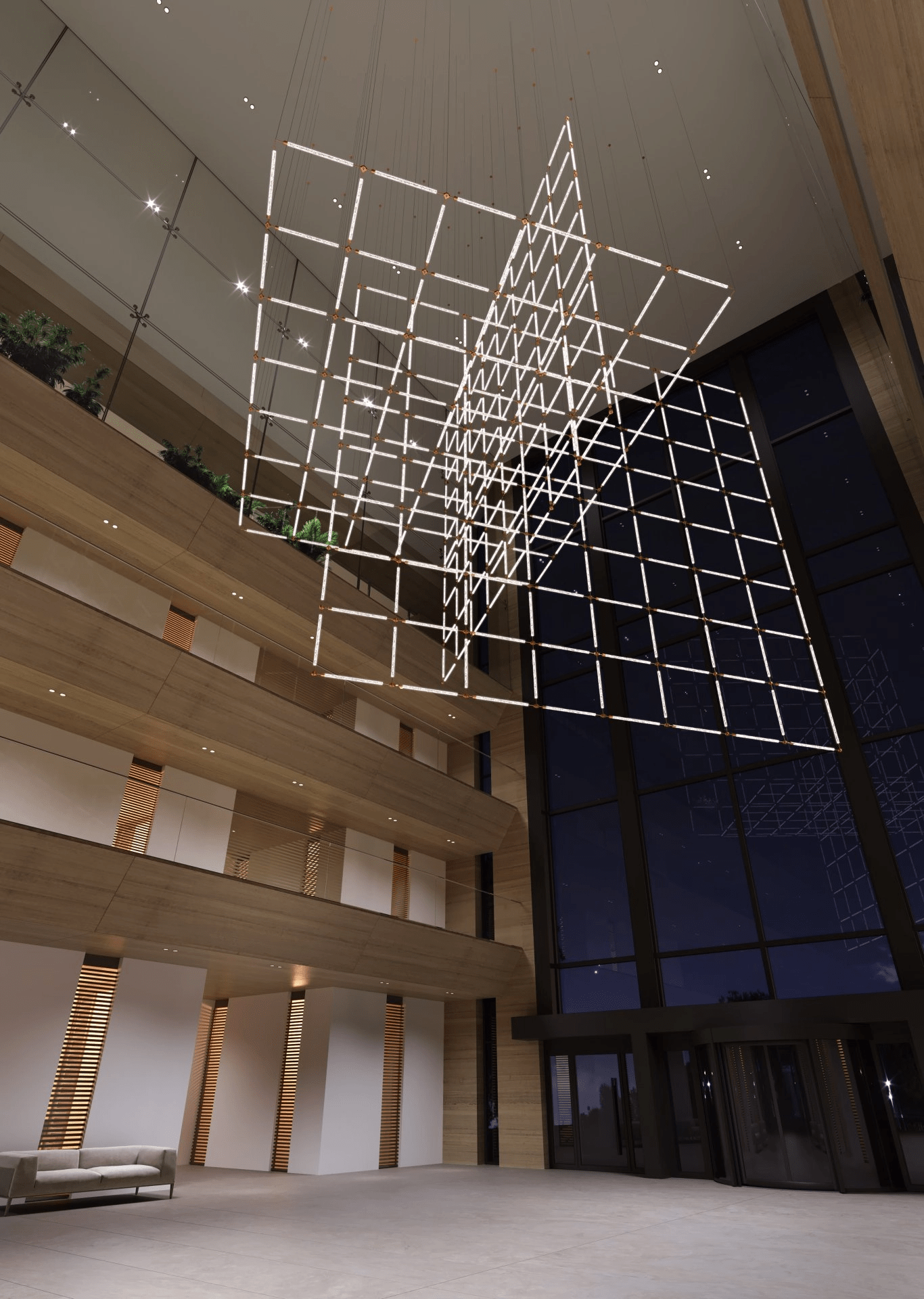 Customizable Crystal Grid Chandelier with Adjustable Lighting & Modern