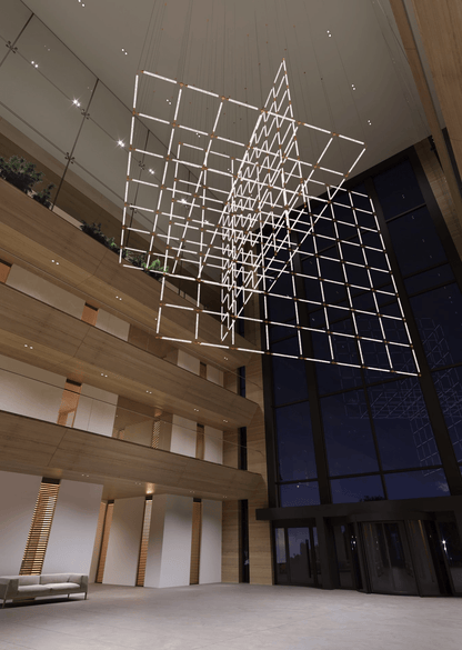 Customizable Crystal Grid Chandelier with Adjustable Lighting & Modern