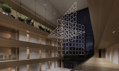 Customizable Crystal Grid Chandelier with Adjustable Lighting & Modern