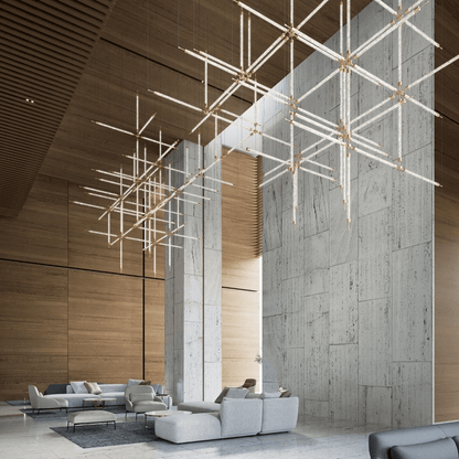 Customizable Crystal Grid Chandelier with Adjustable Lighting & Modern