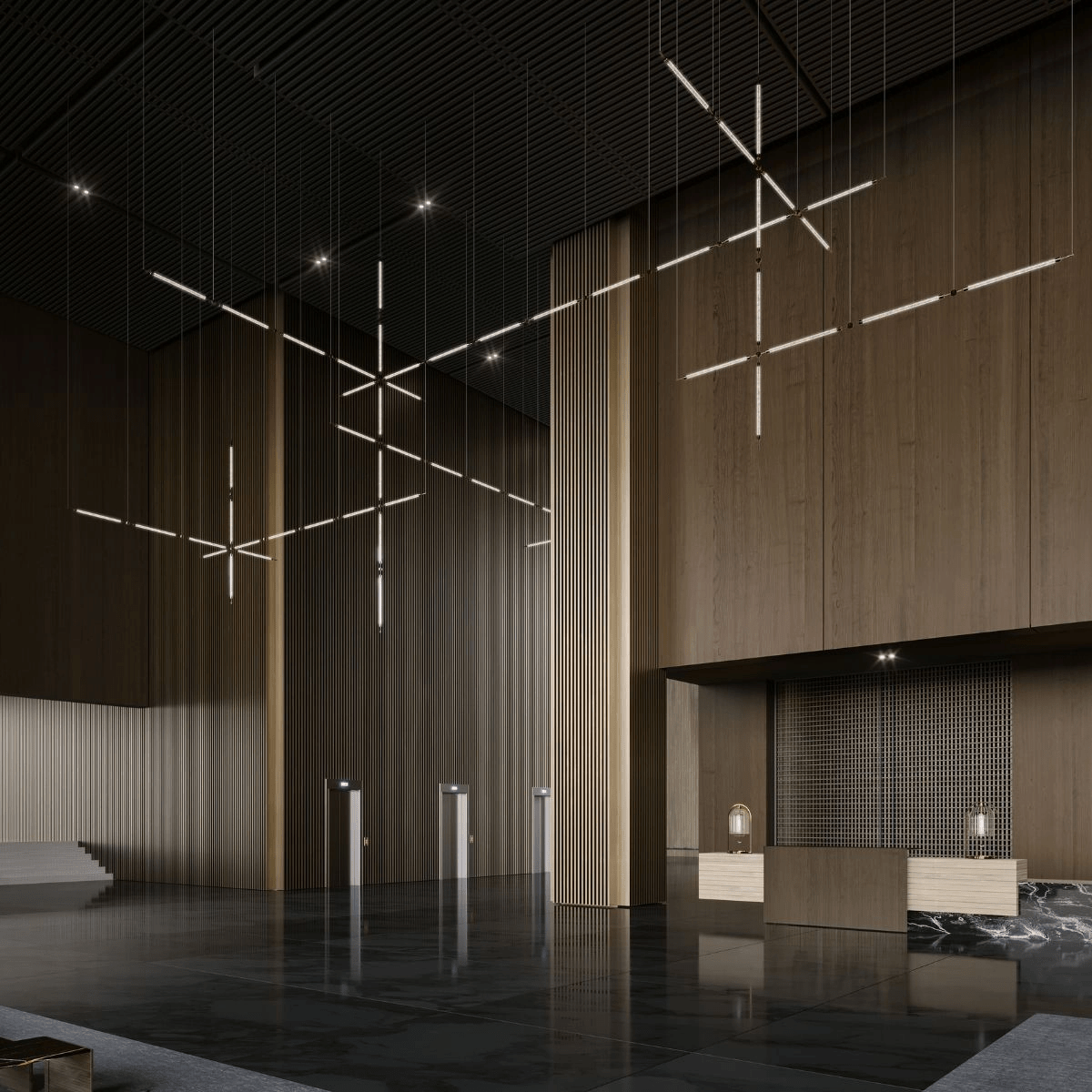 Customizable Crystal Grid Chandelier with Adjustable Lighting & Modern