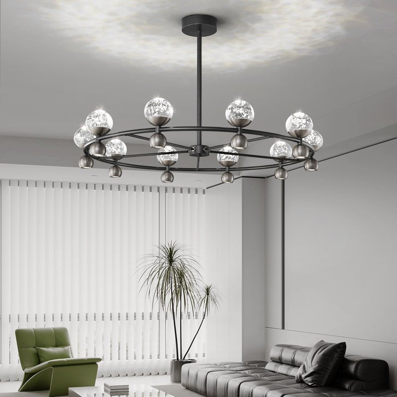 Crystal Nebula Chandelier - Elegant Lighting with Adjustable Brightnes