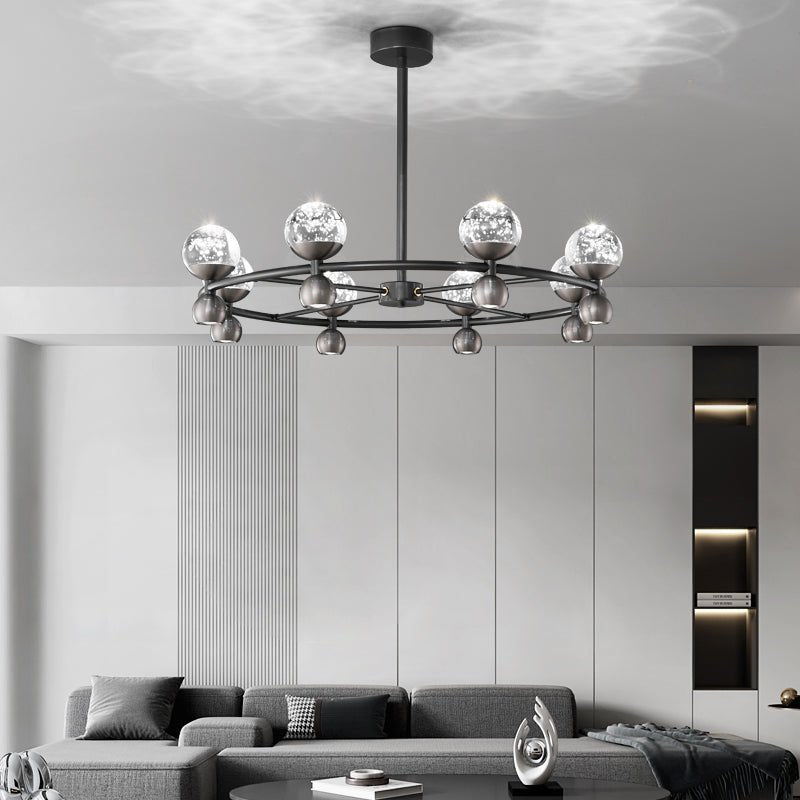 Crystal Nebula Chandelier - Elegant Lighting with Adjustable Brightnes